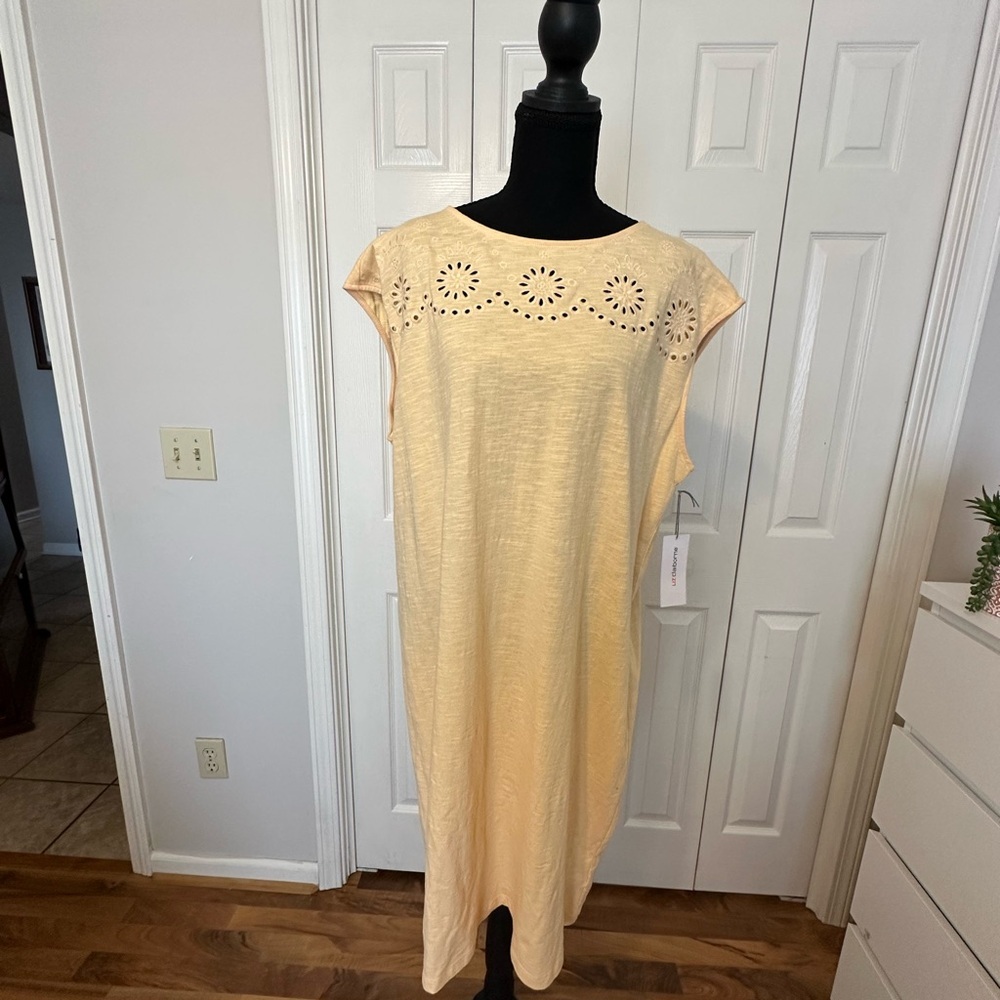 Liz Claiborne Sleeveless dress, Apricot Sherbet color, 100% cotton. - Picture 6 of 8